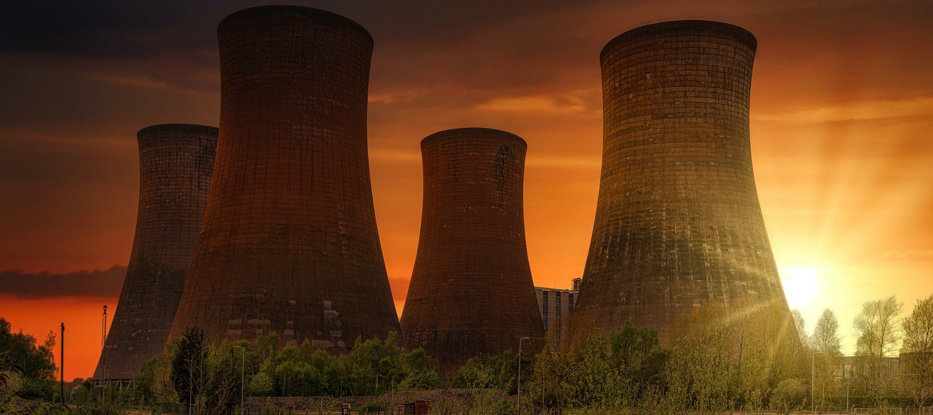 huge cooling towers in nuclear power plant