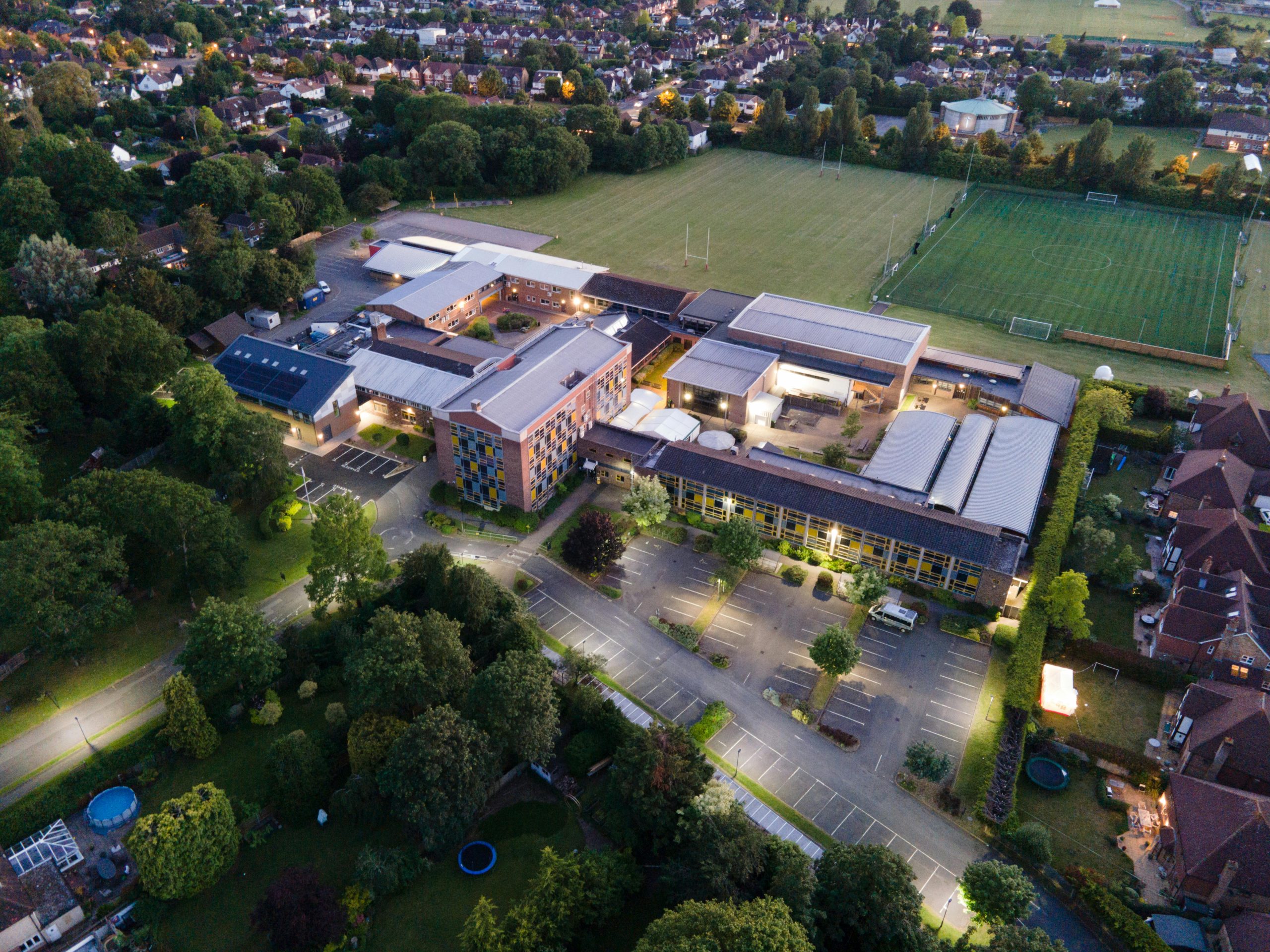 A birds eye view of a large UK school
