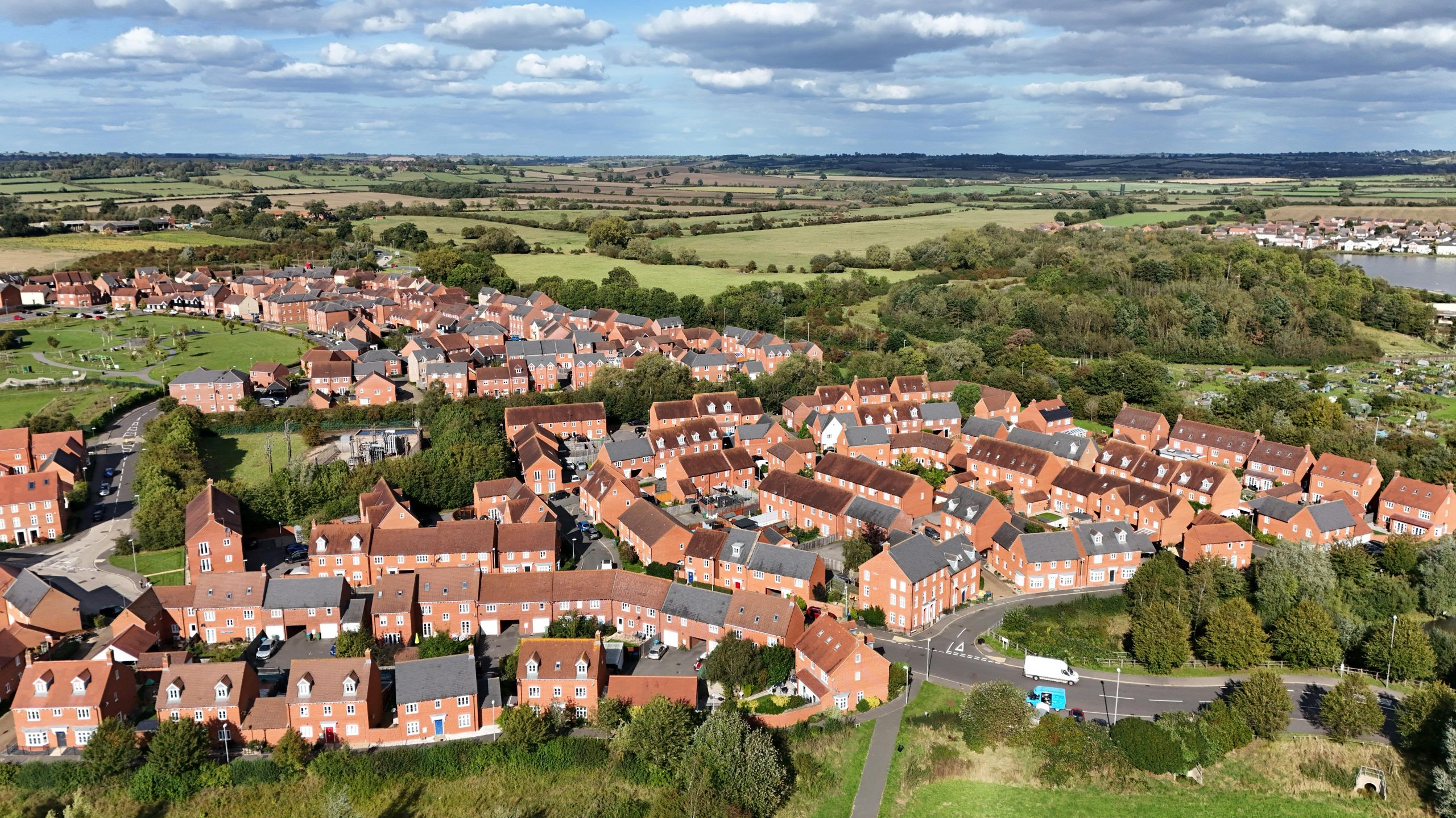 An aerial of a UK property development