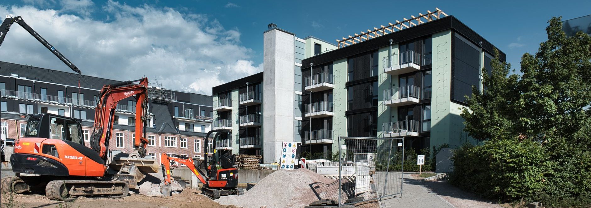 modern urban construction site with machinery